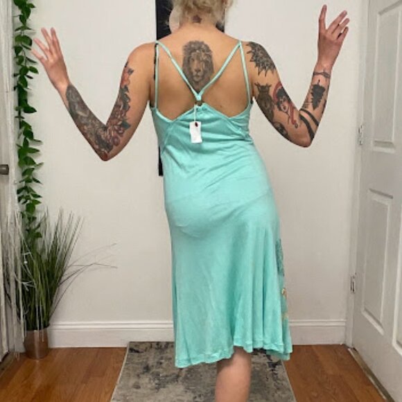 Cavalli Aqua and Gold Midi Dress - Picture 12 of 15
